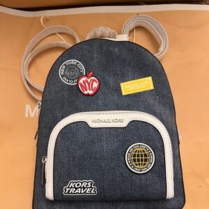 Michael Kors White and denim Leather Backpack